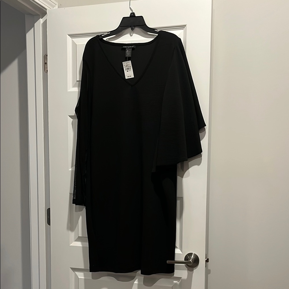 Ashley Stewart Black Asymmetrical Sheath Dress